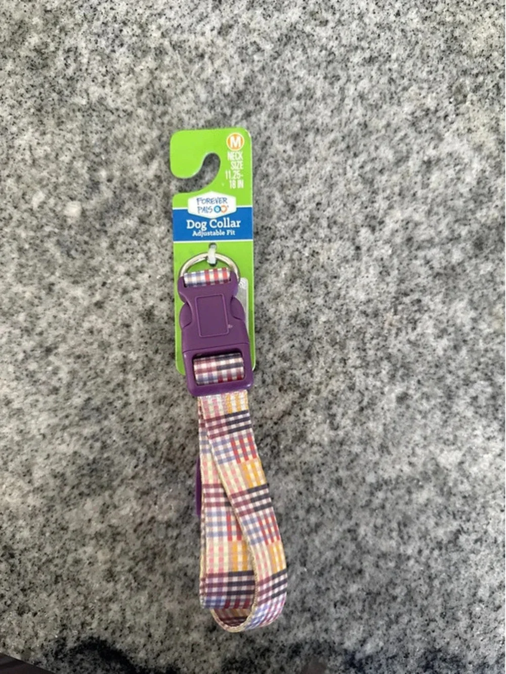 Forever pals adjustable dog collar medium purple plaid NWT